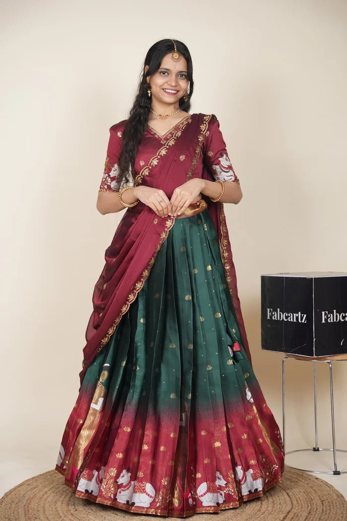 దక్షిణ భారత పండుగ సాంప్రదాయ హాఫ్ చీర (ఛవి) 