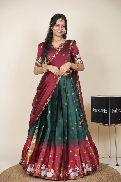 దక్షిణ భారత పండుగ సాంప్రదాయ హాఫ్ చీర (ఛవి) 