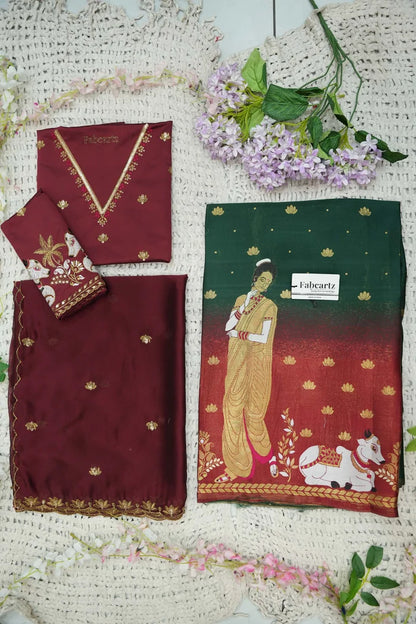 దక్షిణ భారత పండుగ సాంప్రదాయ హాఫ్ చీర (ఛవి) 