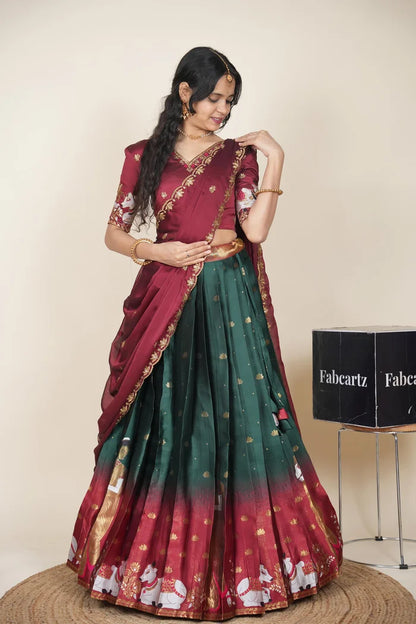 దక్షిణ భారత పండుగ సాంప్రదాయ హాఫ్ చీర (ఛవి) 