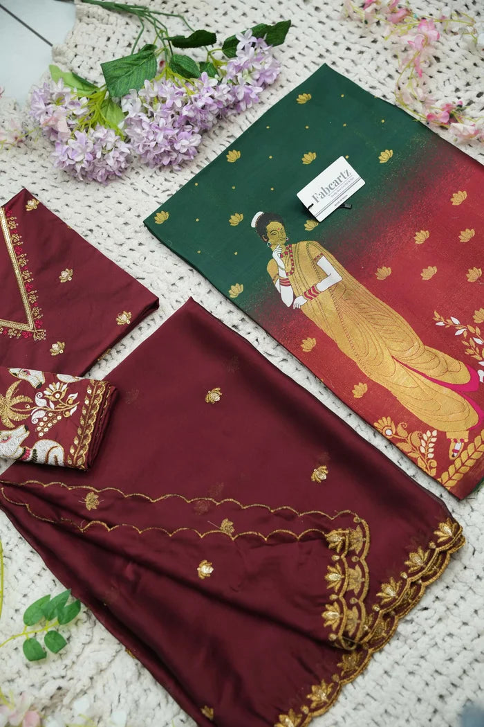 దక్షిణ భారత పండుగ సాంప్రదాయ హాఫ్ చీర (ఛవి) 