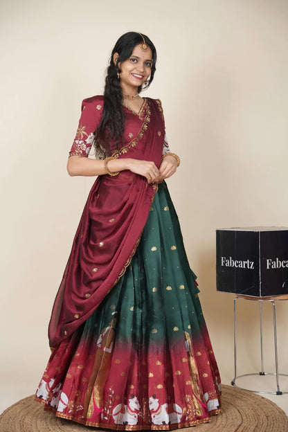 దక్షిణ భారత పండుగ సాంప్రదాయ హాఫ్ చీర (ఛవి) 