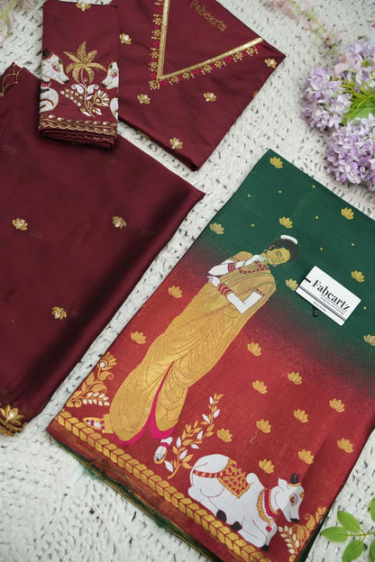 దక్షిణ భారత పండుగ సాంప్రదాయ హాఫ్ చీర (ఛవి) 