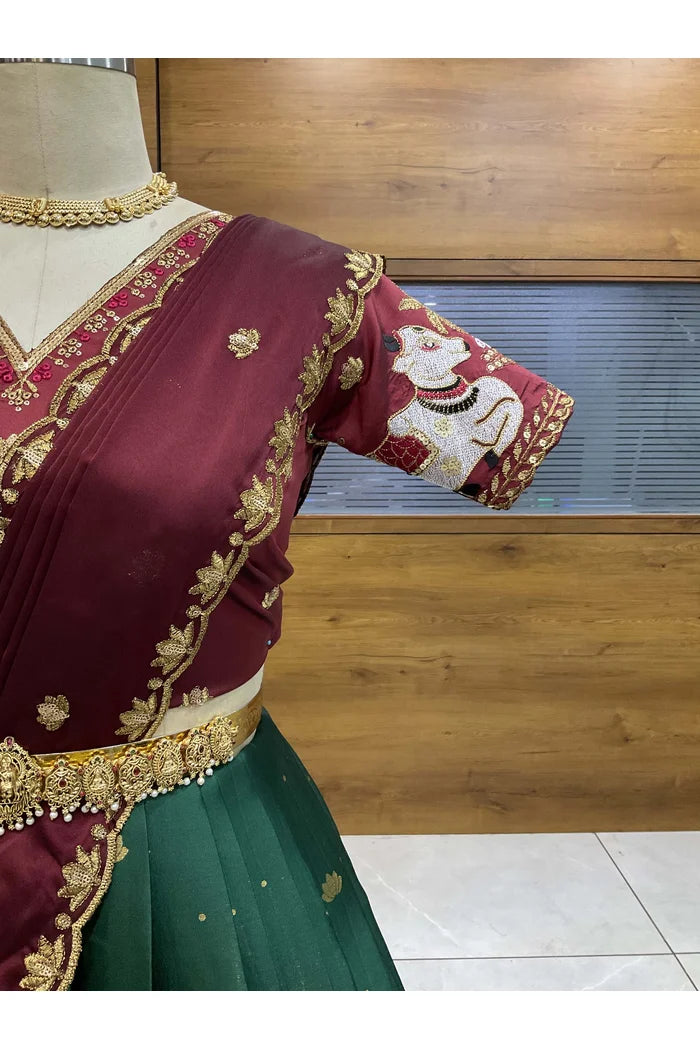 దక్షిణ భారత పండుగ సాంప్రదాయ హాఫ్ చీర (ఛవి) 