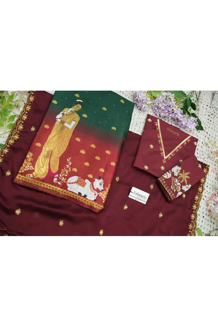 దక్షిణ భారత పండుగ సాంప్రదాయ హాఫ్ చీర (ఛవి) 