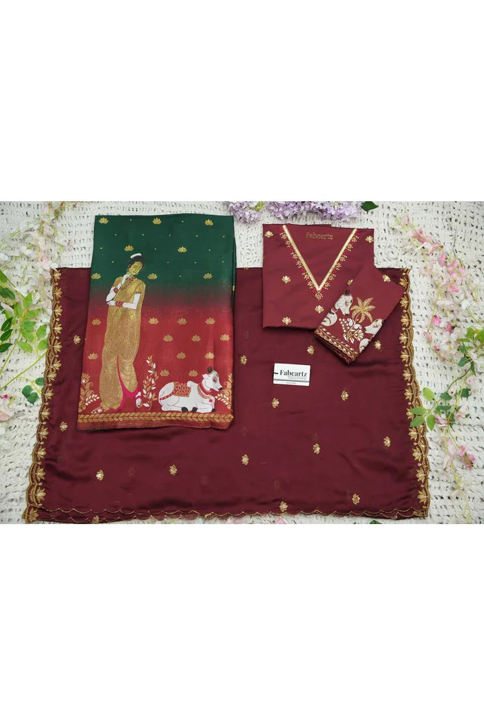 దక్షిణ భారత పండుగ సాంప్రదాయ హాఫ్ చీర (ఛవి) 