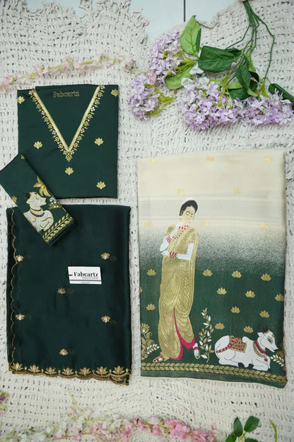 దక్షిణ భారత పండుగ సాంప్రదాయ హాఫ్ చీర (ఛవి) 