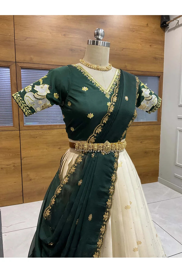 దక్షిణ భారత పండుగ సాంప్రదాయ హాఫ్ చీర (ఛవి) 