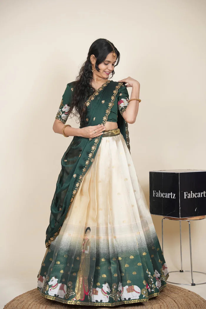 దక్షిణ భారత పండుగ సాంప్రదాయ హాఫ్ చీర (ఛవి) 