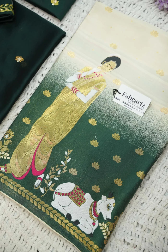 దక్షిణ భారత పండుగ సాంప్రదాయ హాఫ్ చీర (ఛవి) 