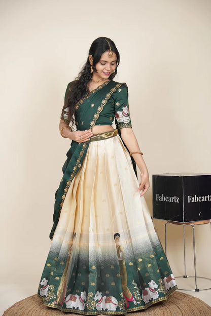 దక్షిణ భారత పండుగ సాంప్రదాయ హాఫ్ చీర (ఛవి) 