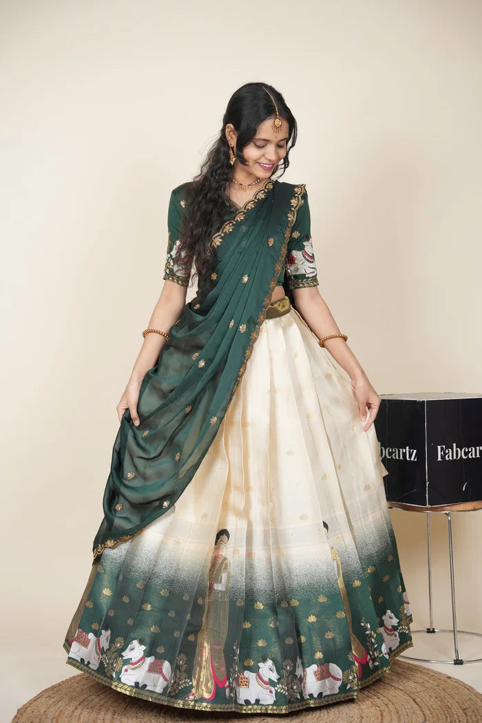 దక్షిణ భారత పండుగ సాంప్రదాయ హాఫ్ చీర (ఛవి) 