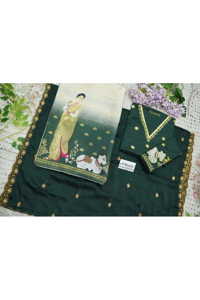 దక్షిణ భారత పండుగ సాంప్రదాయ హాఫ్ చీర (ఛవి) 