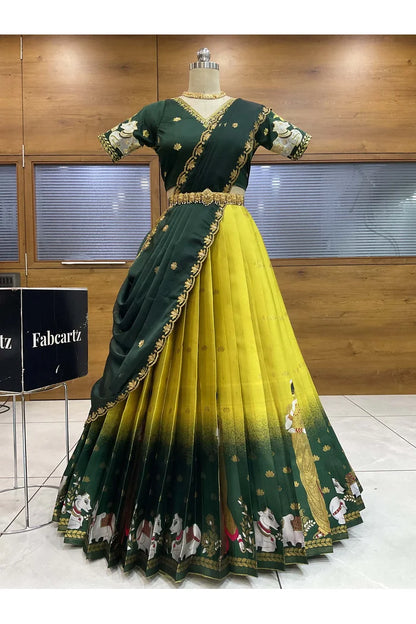 దక్షిణ భారత పండుగ సాంప్రదాయ హాఫ్ చీర (ఛవి) 