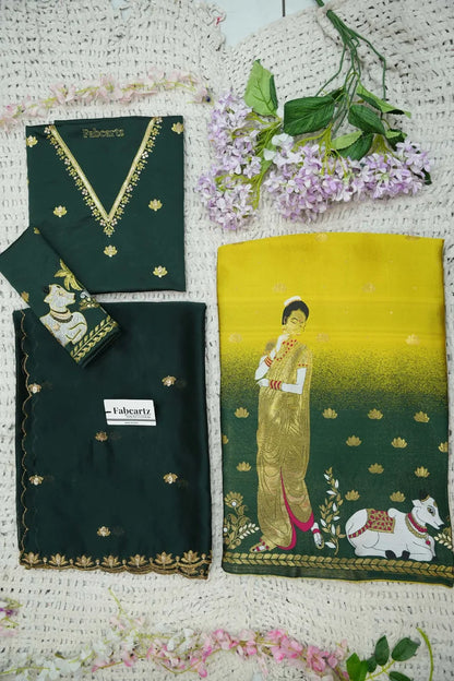 దక్షిణ భారత పండుగ సాంప్రదాయ హాఫ్ చీర (ఛవి) 