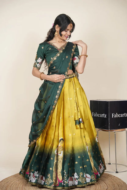 దక్షిణ భారత పండుగ సాంప్రదాయ హాఫ్ చీర (ఛవి) 