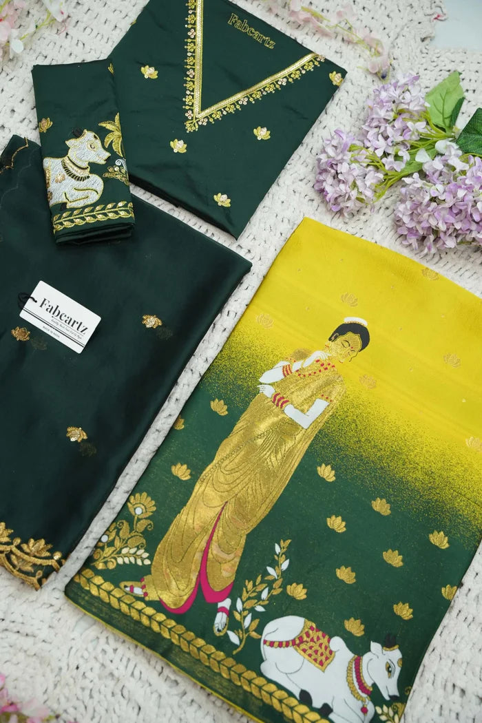 దక్షిణ భారత పండుగ సాంప్రదాయ హాఫ్ చీర (ఛవి) 