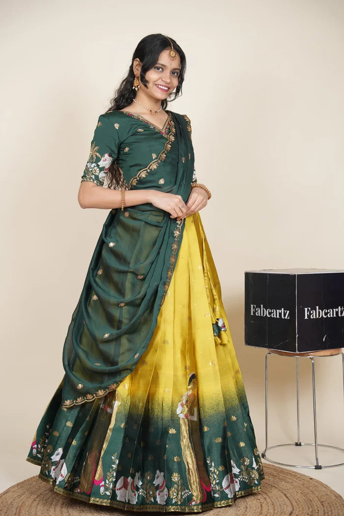 దక్షిణ భారత పండుగ సాంప్రదాయ హాఫ్ చీర (ఛవి) 