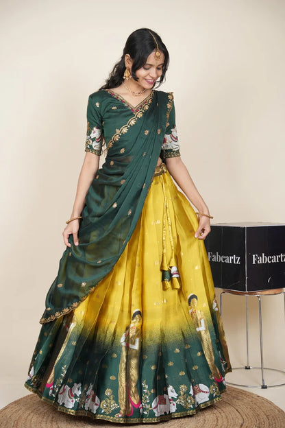 దక్షిణ భారత పండుగ సాంప్రదాయ హాఫ్ చీర (ఛవి) 