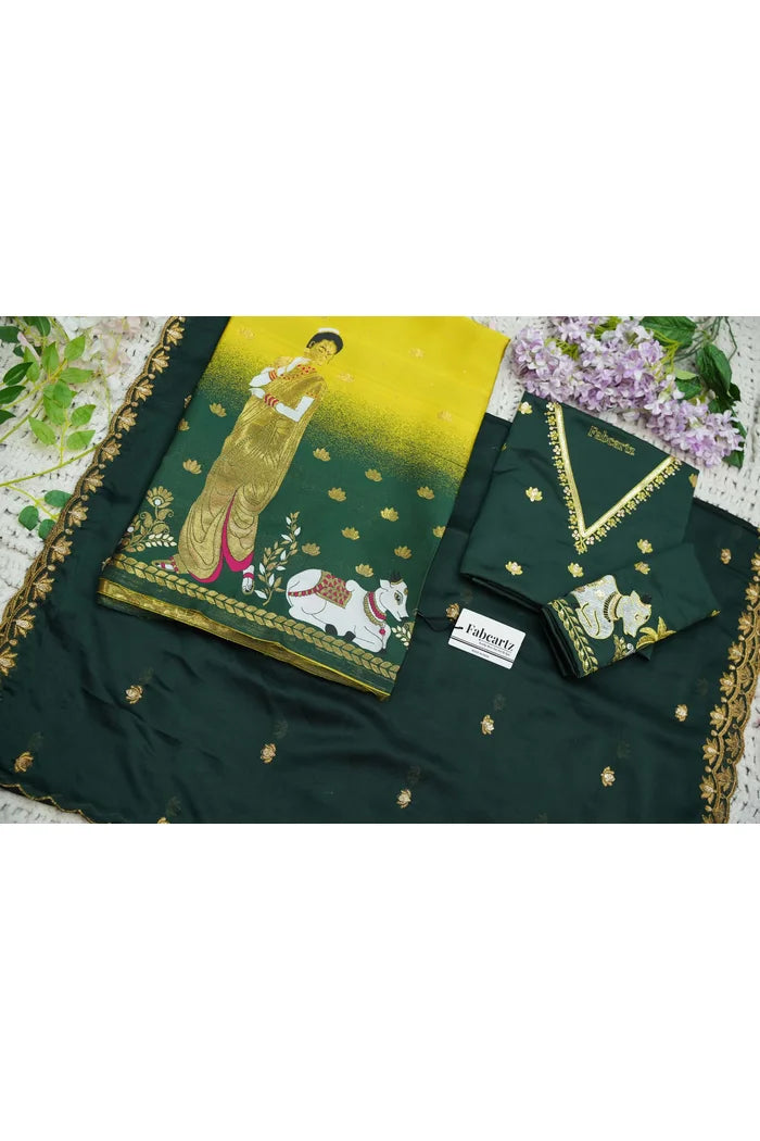 దక్షిణ భారత పండుగ సాంప్రదాయ హాఫ్ చీర (ఛవి) 