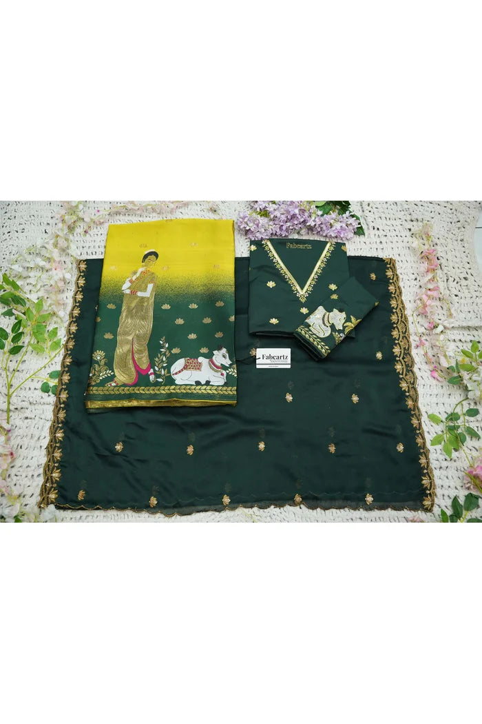 దక్షిణ భారత పండుగ సాంప్రదాయ హాఫ్ చీర (ఛవి) 