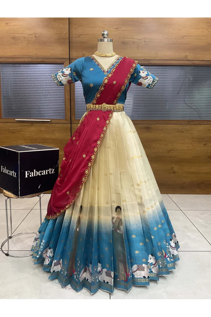 దక్షిణ భారత పండుగ సాంప్రదాయ హాఫ్ చీర (ఛవి) 