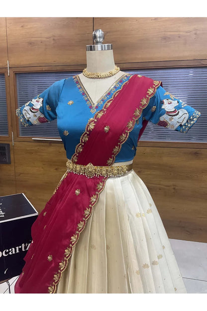 దక్షిణ భారత పండుగ సాంప్రదాయ హాఫ్ చీర (ఛవి) 