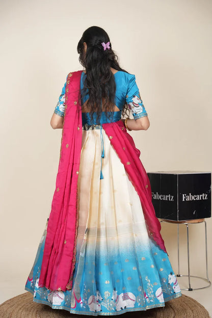 దక్షిణ భారత పండుగ సాంప్రదాయ హాఫ్ చీర (ఛవి) 