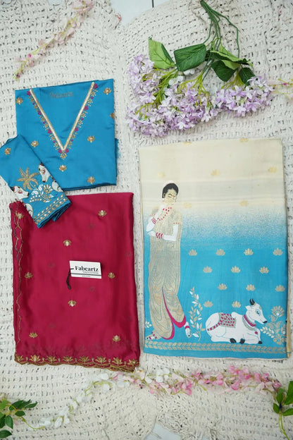 దక్షిణ భారత పండుగ సాంప్రదాయ హాఫ్ చీర (ఛవి) 