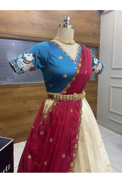 దక్షిణ భారత పండుగ సాంప్రదాయ హాఫ్ చీర (ఛవి) 