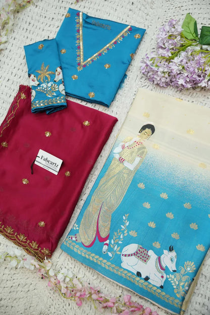 దక్షిణ భారత పండుగ సాంప్రదాయ హాఫ్ చీర (ఛవి) 