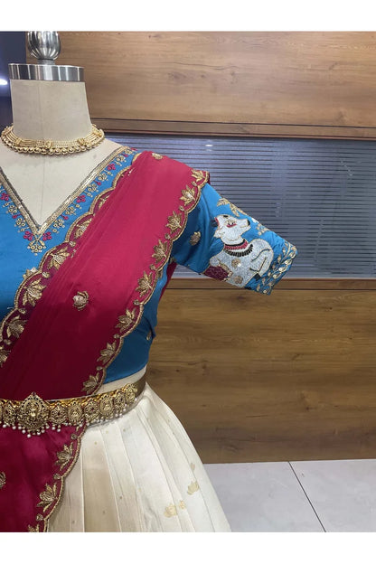 దక్షిణ భారత పండుగ సాంప్రదాయ హాఫ్ చీర (ఛవి) 