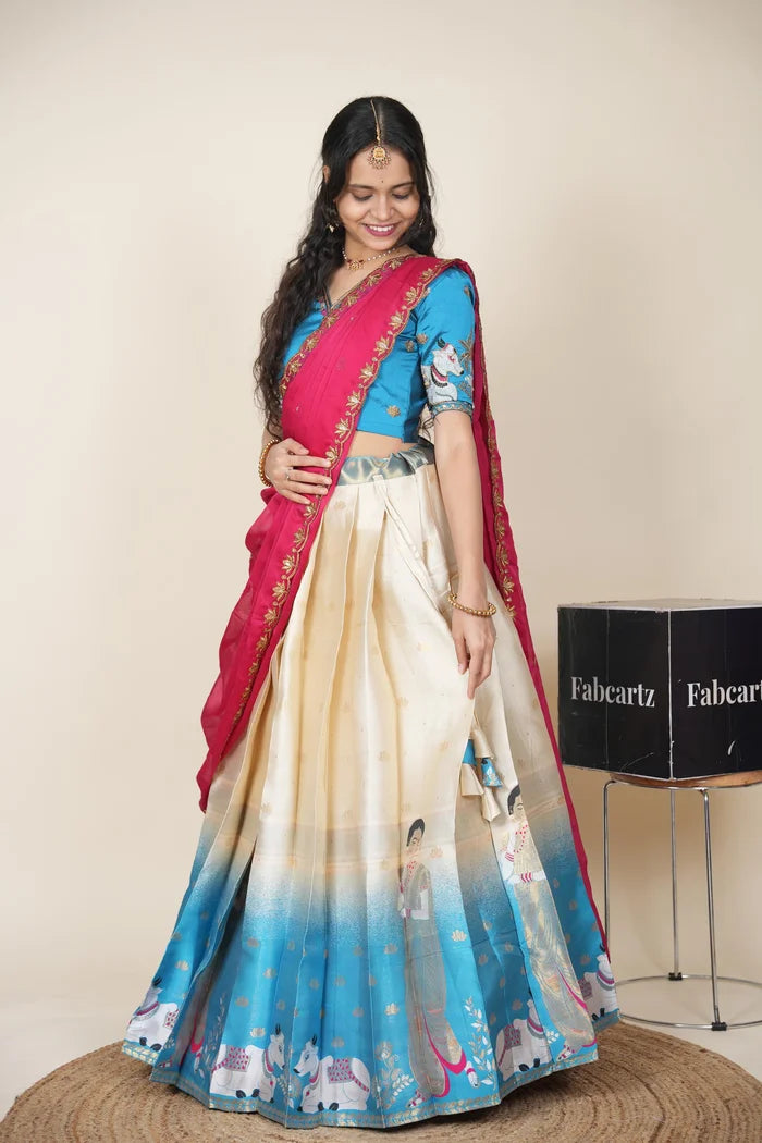 దక్షిణ భారత పండుగ సాంప్రదాయ హాఫ్ చీర (ఛవి) 