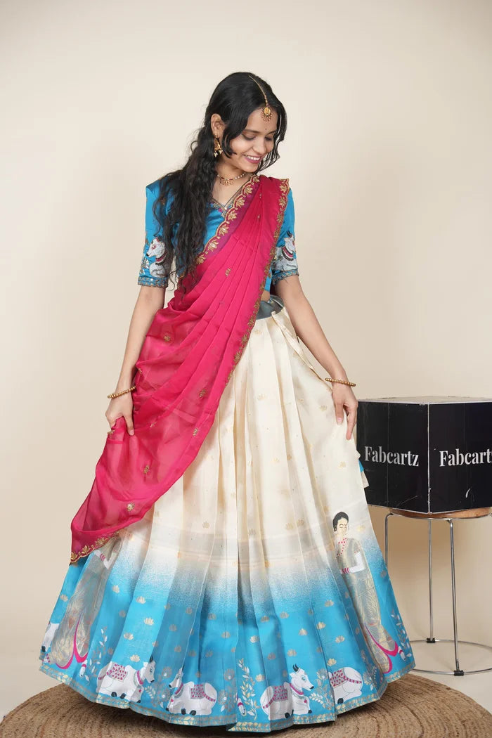 దక్షిణ భారత పండుగ సాంప్రదాయ హాఫ్ చీర (ఛవి) 