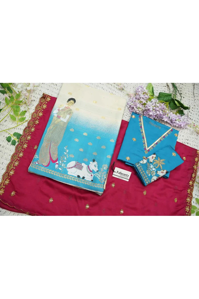 దక్షిణ భారత పండుగ సాంప్రదాయ హాఫ్ చీర (ఛవి) 