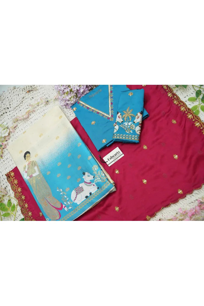 దక్షిణ భారత పండుగ సాంప్రదాయ హాఫ్ చీర (ఛవి) 