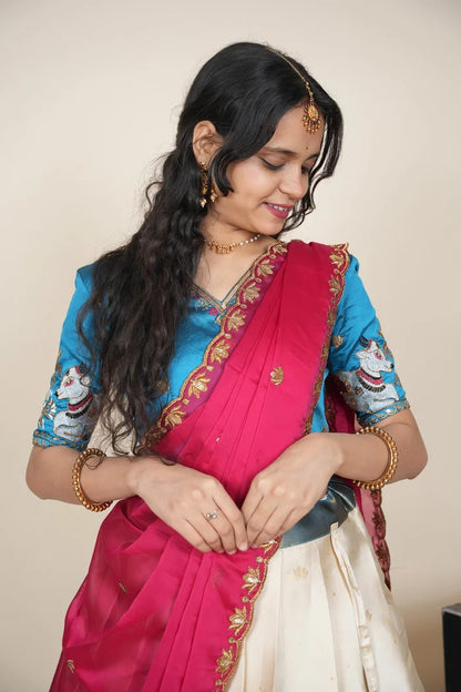 దక్షిణ భారత పండుగ సాంప్రదాయ హాఫ్ చీర (ఛవి) 