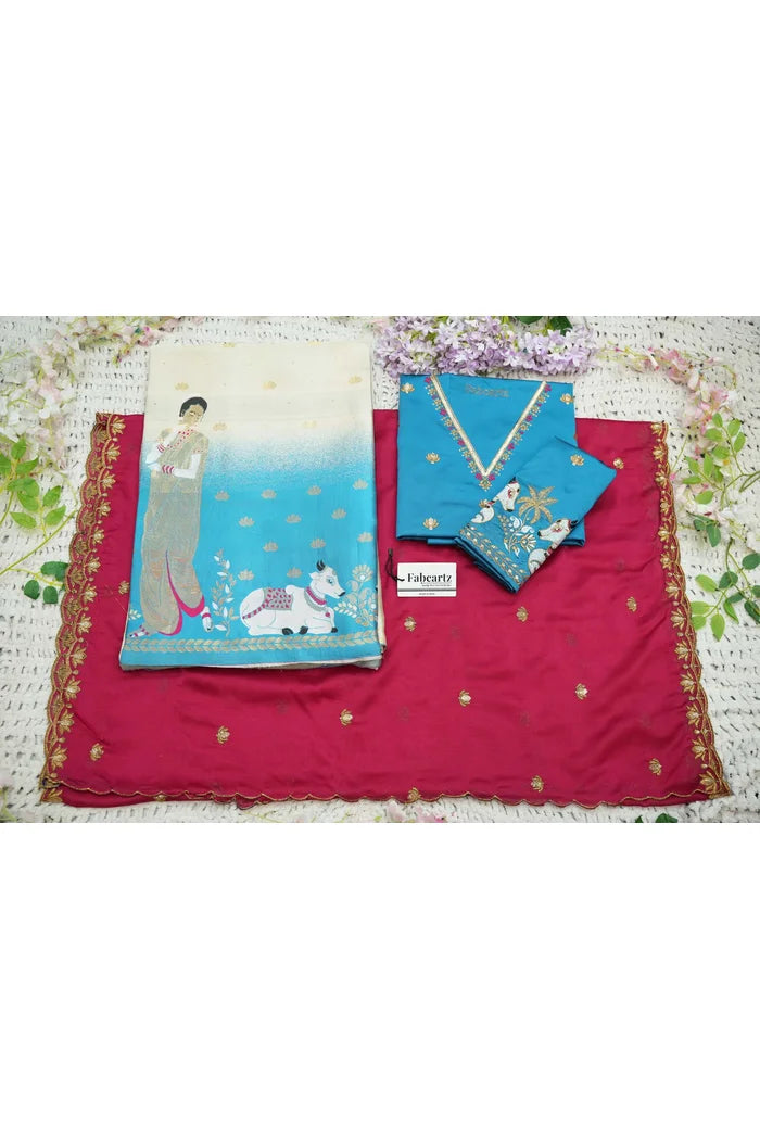 దక్షిణ భారత పండుగ సాంప్రదాయ హాఫ్ చీర (ఛవి) 