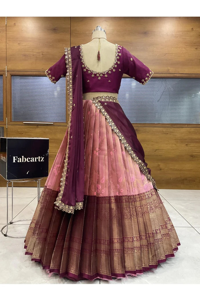 దక్షిణ భారత పండుగ సాంప్రదాయ హాఫ్ చీర (ఛవి) 