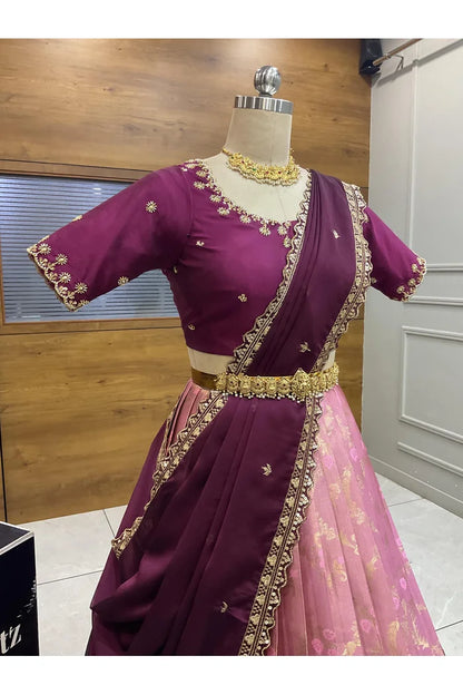 దక్షిణ భారత పండుగ సాంప్రదాయ హాఫ్ చీర (ఛవి) 