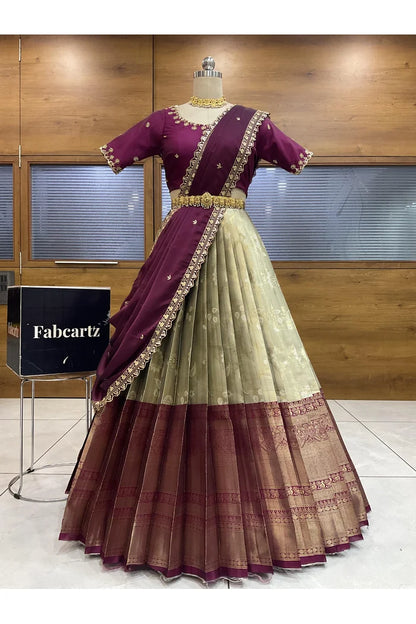 దక్షిణ భారత పండుగ సాంప్రదాయ హాఫ్ చీర (ఛవి) 