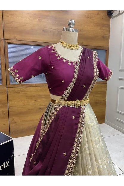 దక్షిణ భారత పండుగ సాంప్రదాయ హాఫ్ చీర (ఛవి) 