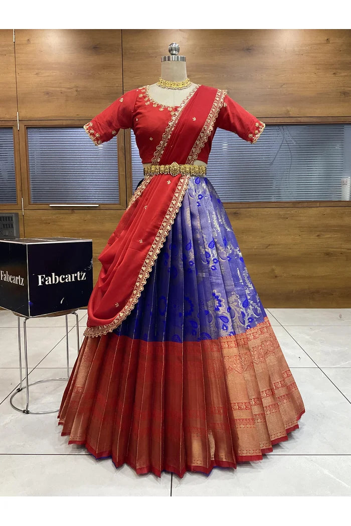 దక్షిణ భారత పండుగ సాంప్రదాయ హాఫ్ చీర (ఛవి) 