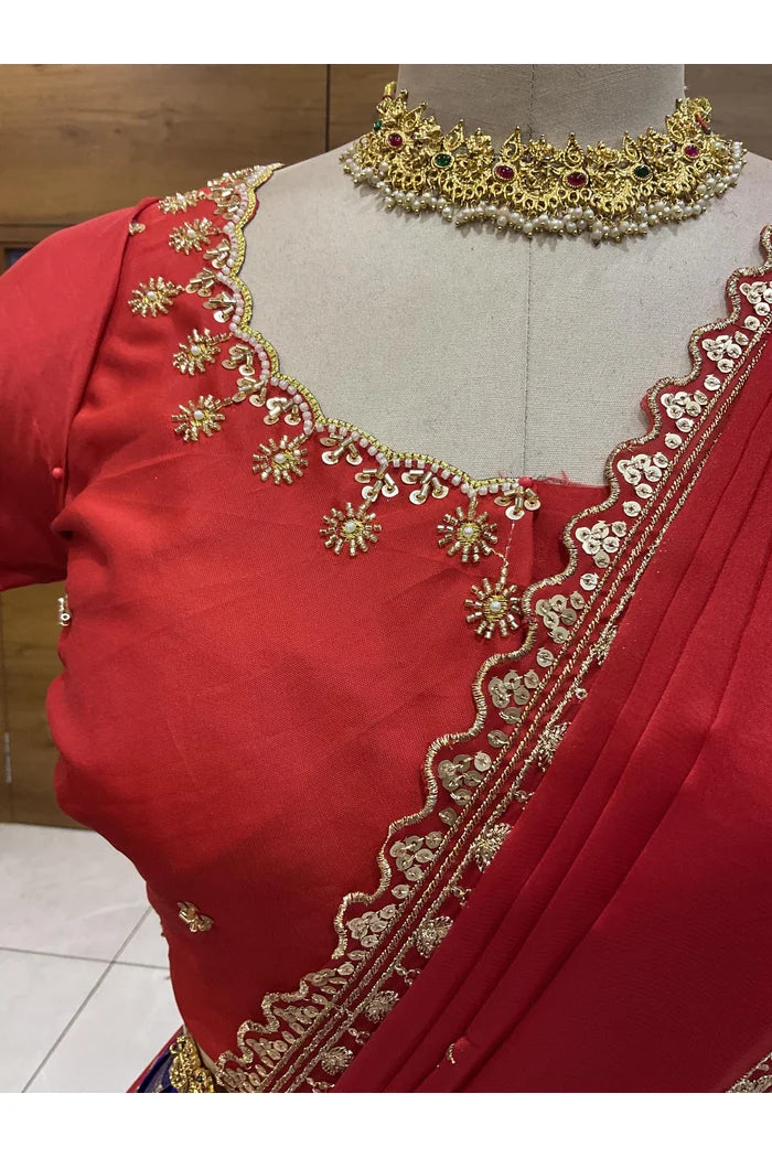 దక్షిణ భారత పండుగ సాంప్రదాయ హాఫ్ చీర (ఛవి) 