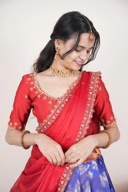 దక్షిణ భారత పండుగ సాంప్రదాయ హాఫ్ చీర (ఛవి) 