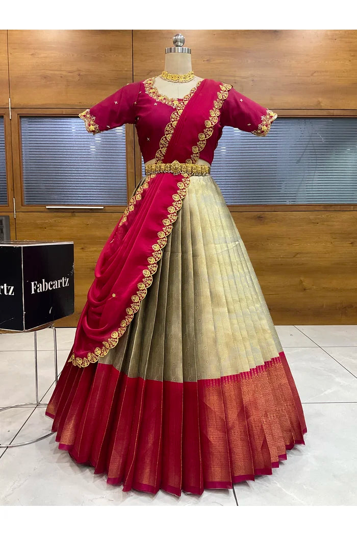 దక్షిణ భారత పండుగ సాంప్రదాయ హాఫ్ చీర (ఛవి) 