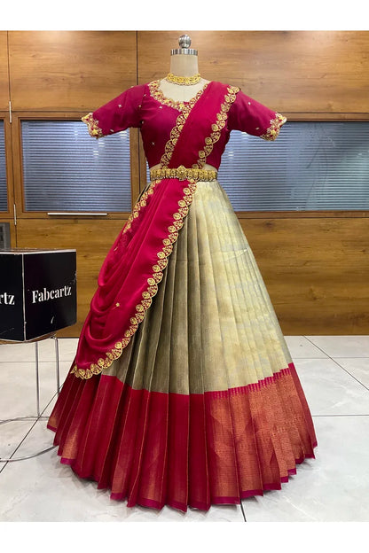 దక్షిణ భారత పండుగ సాంప్రదాయ హాఫ్ చీర (ఛవి) 