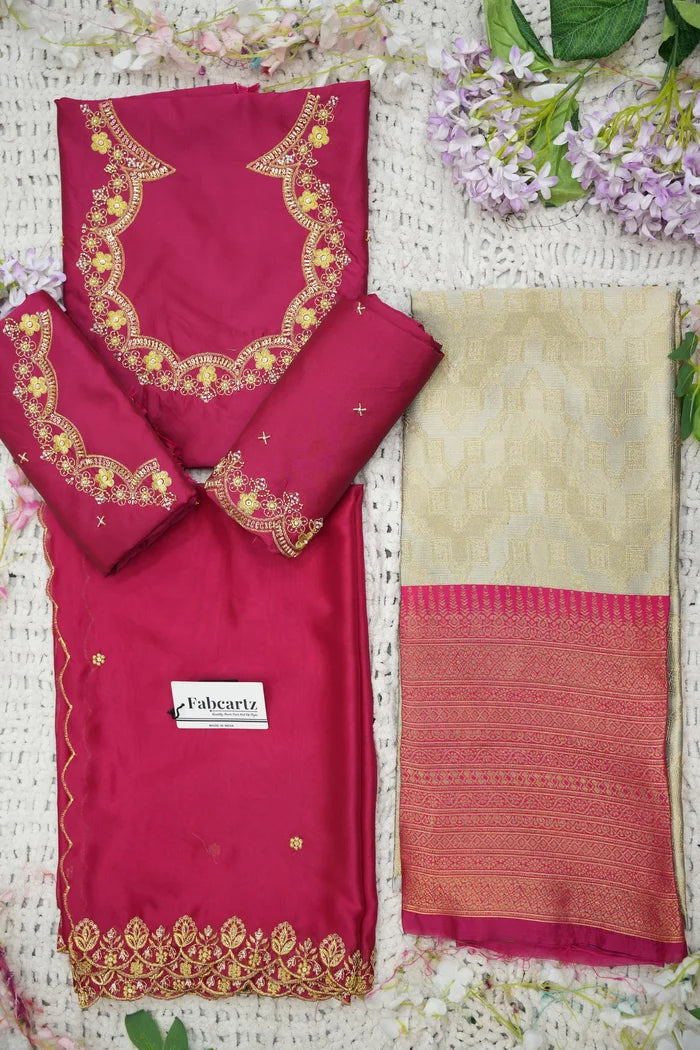 Beautiful South Indian Style Half Saree with Embroidery Work and Beads Work Blouse and Dupatta for Women | Mitali KV