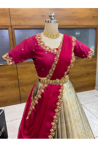 దక్షిణ భారత పండుగ సాంప్రదాయ హాఫ్ చీర (ఛవి) 