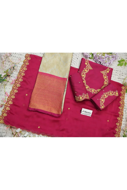 Beautiful South Indian Style Half Saree with Embroidery Work and Beads Work Blouse and Dupatta for Women | Mitali KV